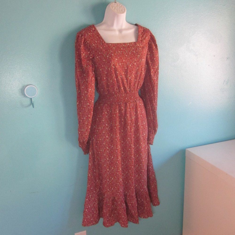 NEW! Hayden Los Angeles Womens Size S Floral Print Midi Modest Prairie Dress - Picture 2 of 14